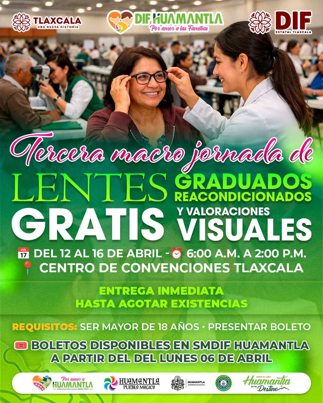 Gobierno municipal de Huamantla impulsa acceso a la salud visual con entrega de lentes gratuitos
